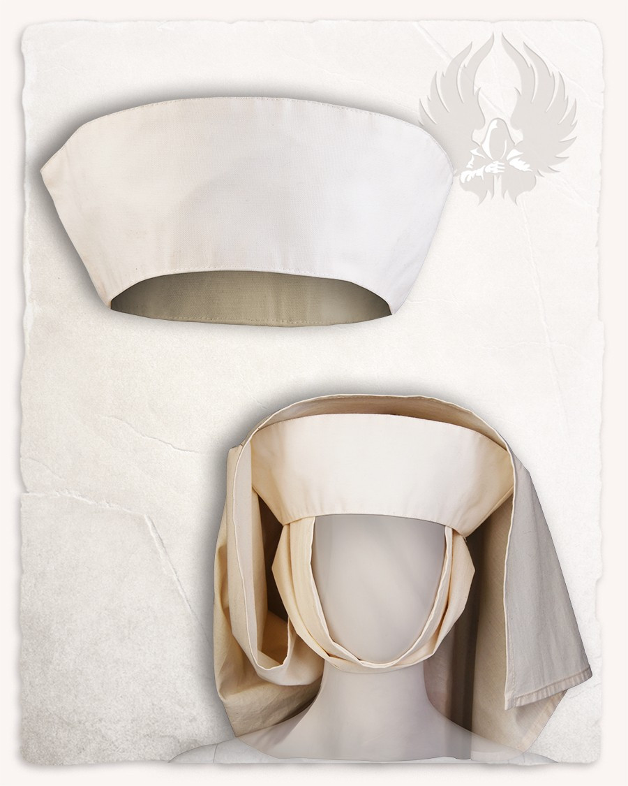 Tiara medieval in cotone modello Lenora, colore crema
