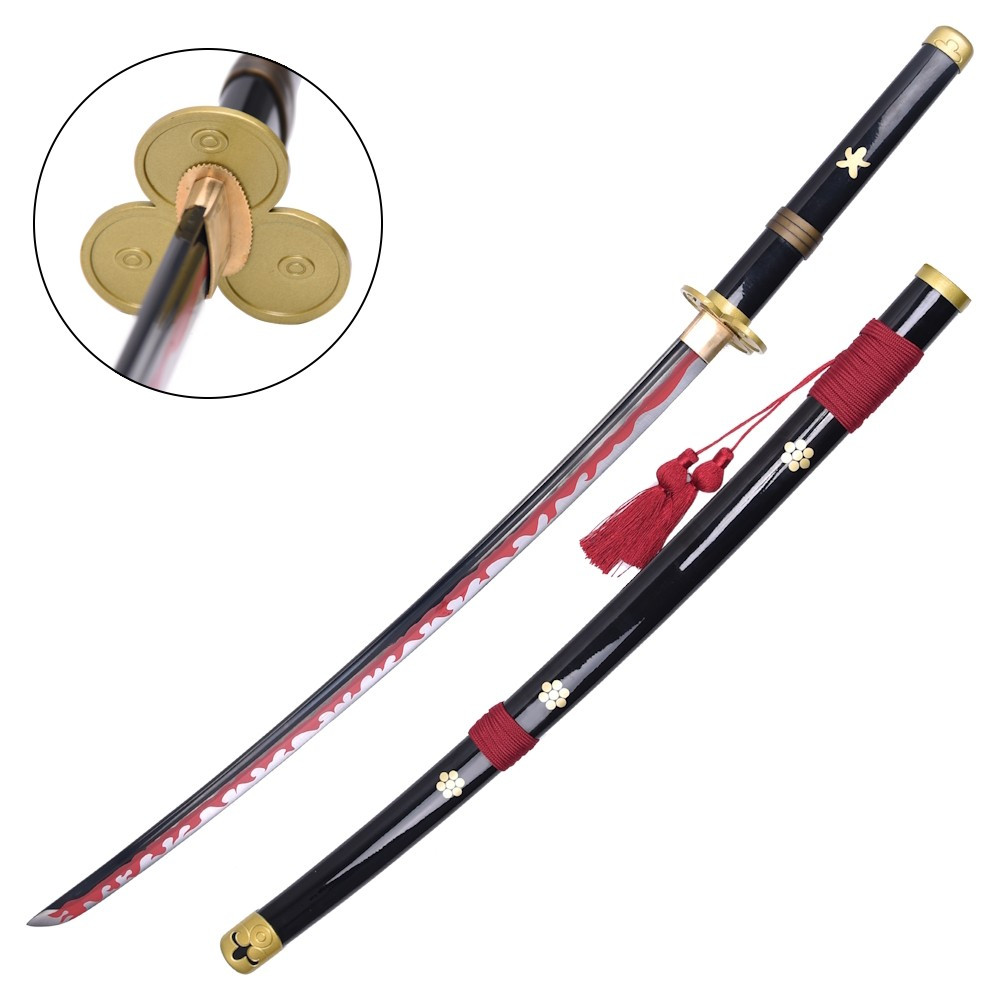 Katana decorativa non ufficiale fatta a mano Enma nera di Zoro - One Piece