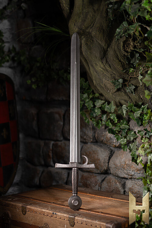 Spada medievale per LARP modello Milanese, finitura argentata (91 cm).