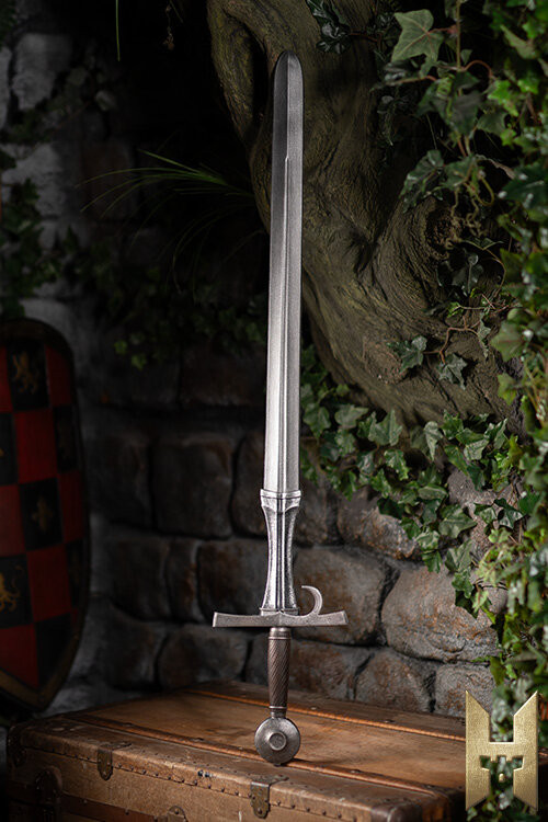 Spada medievale per LARP modello Milanese, finitura argentata (109 cm).