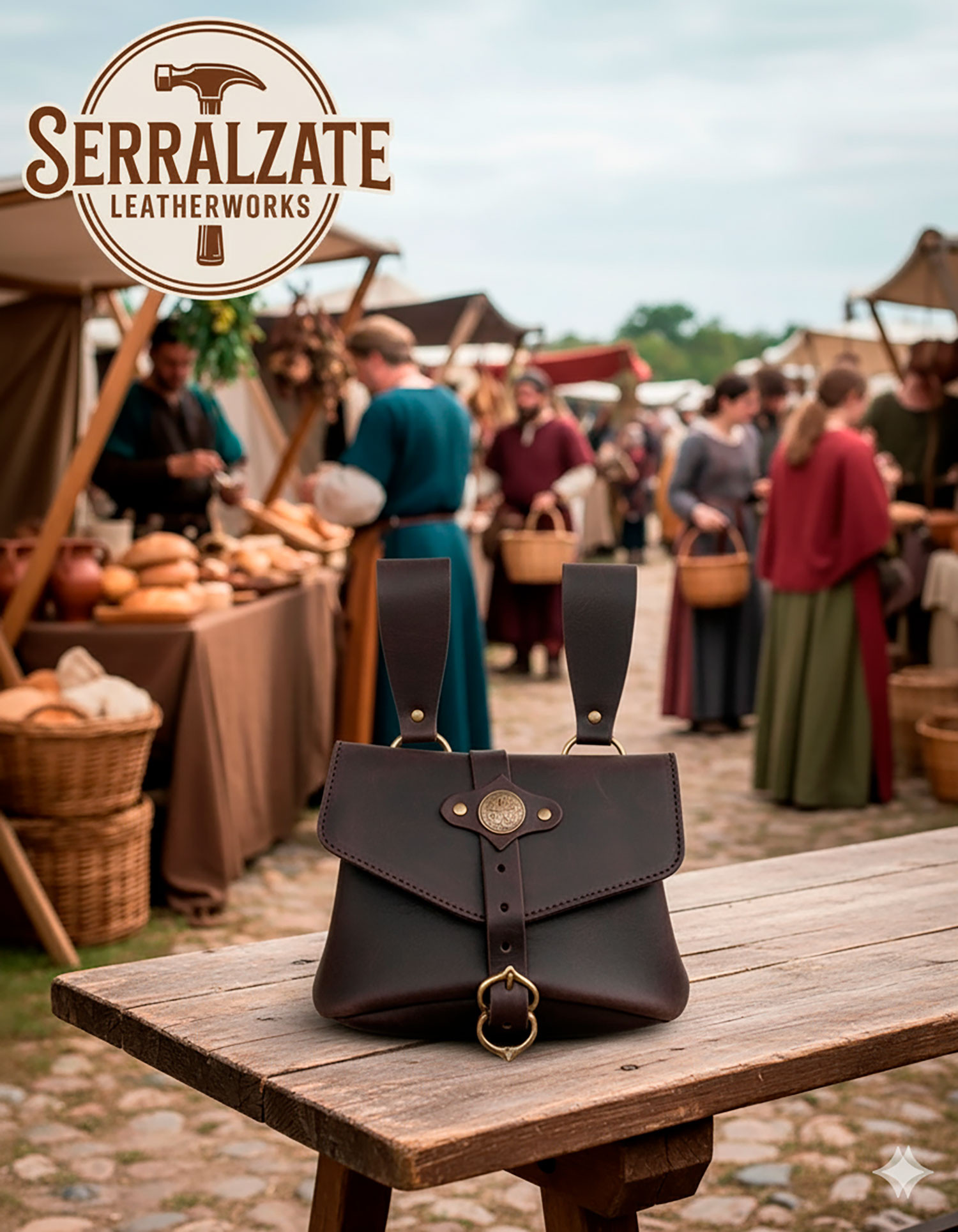 Borsa medievale Sancho in marrone scuro con nodi celtici