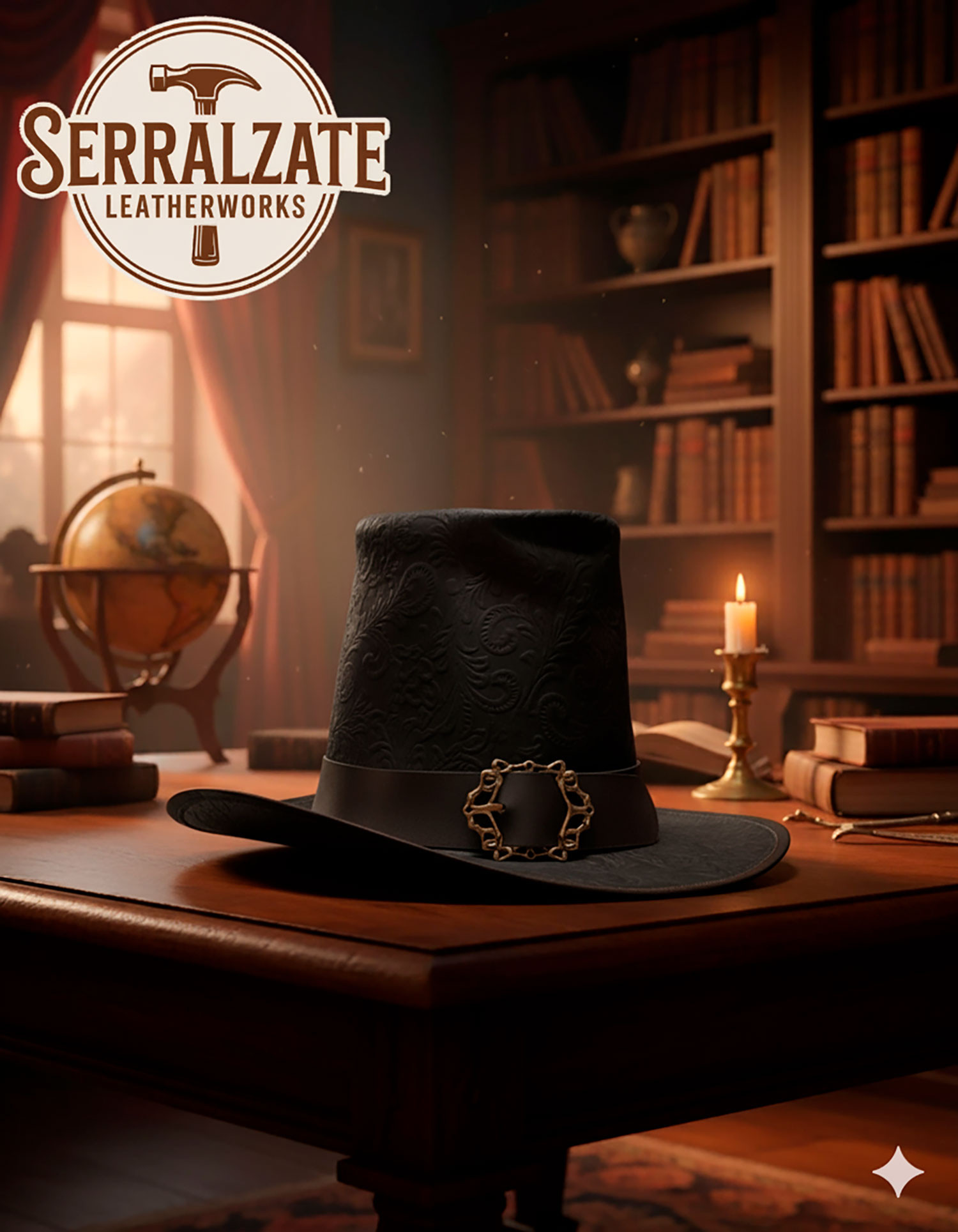 Cappello del mago oscuro in pelle Deluxe, colore nero