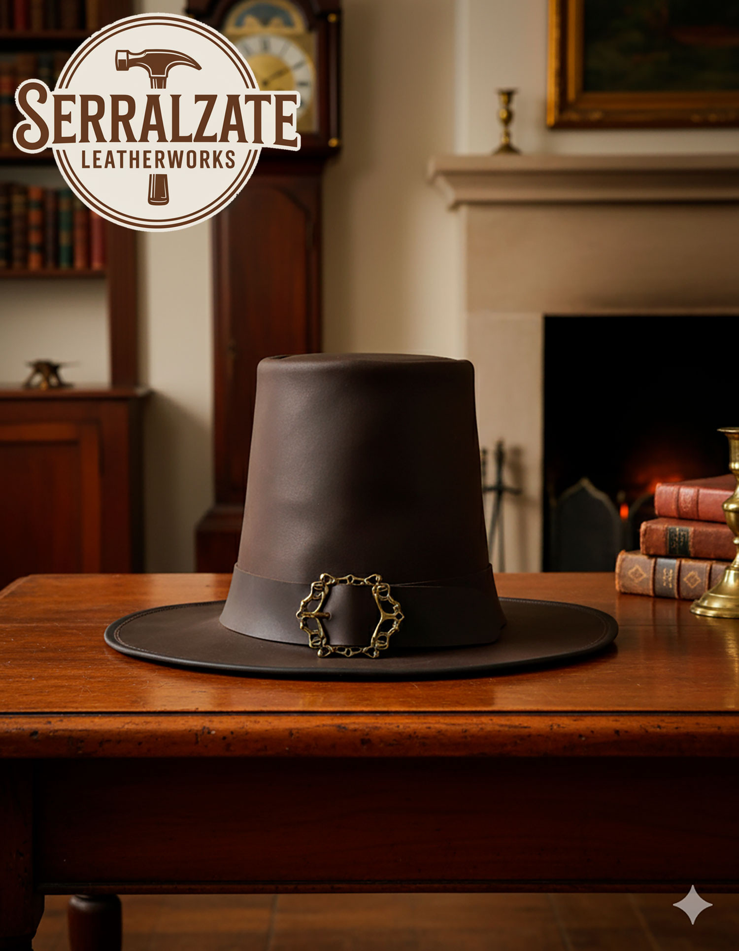 Cappello del mago oscuro in pelle liscia, colore marrone