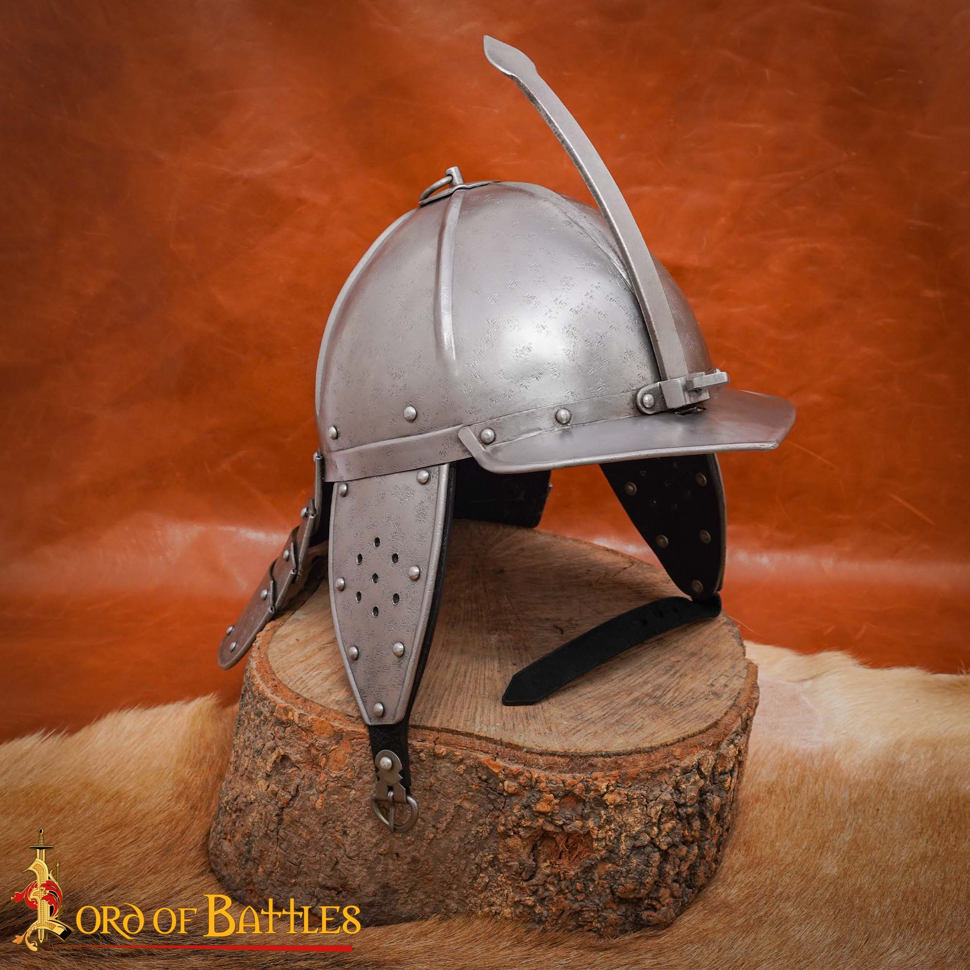 Casco medieval Zischägge coda di aragosta, acciaio calibro 16
