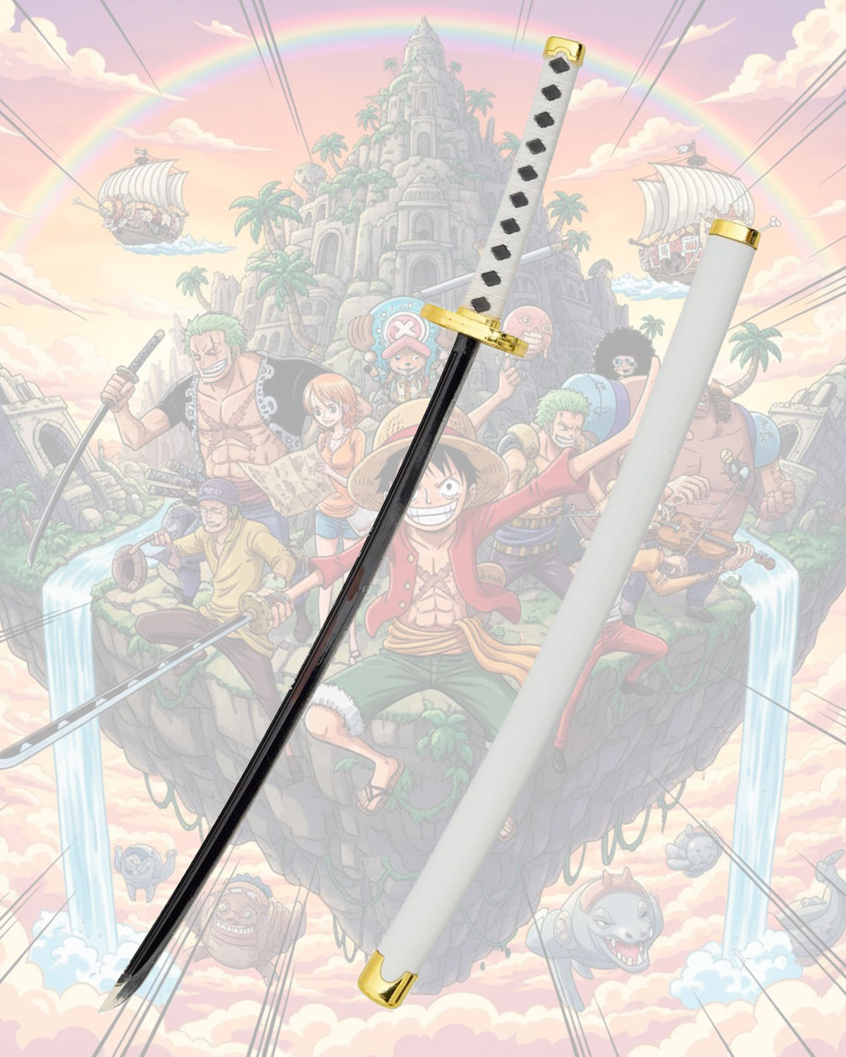 Mini katana con supporto Wado Ichimonji di Zoro, One Piece