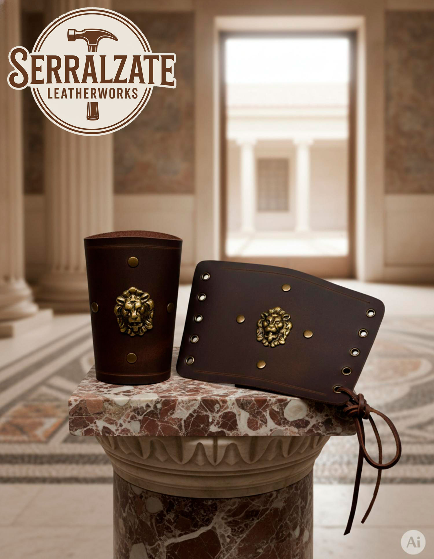 Bracciali Leone legionario romano, marroni