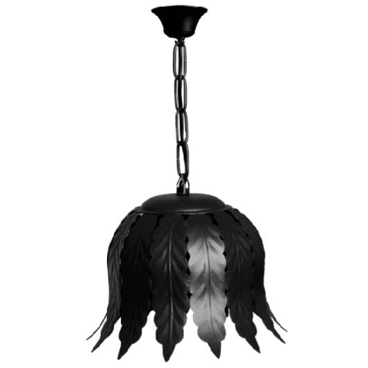 Lanterna medievale in ferro battuto foglie 1 luce. (cm 65x31)