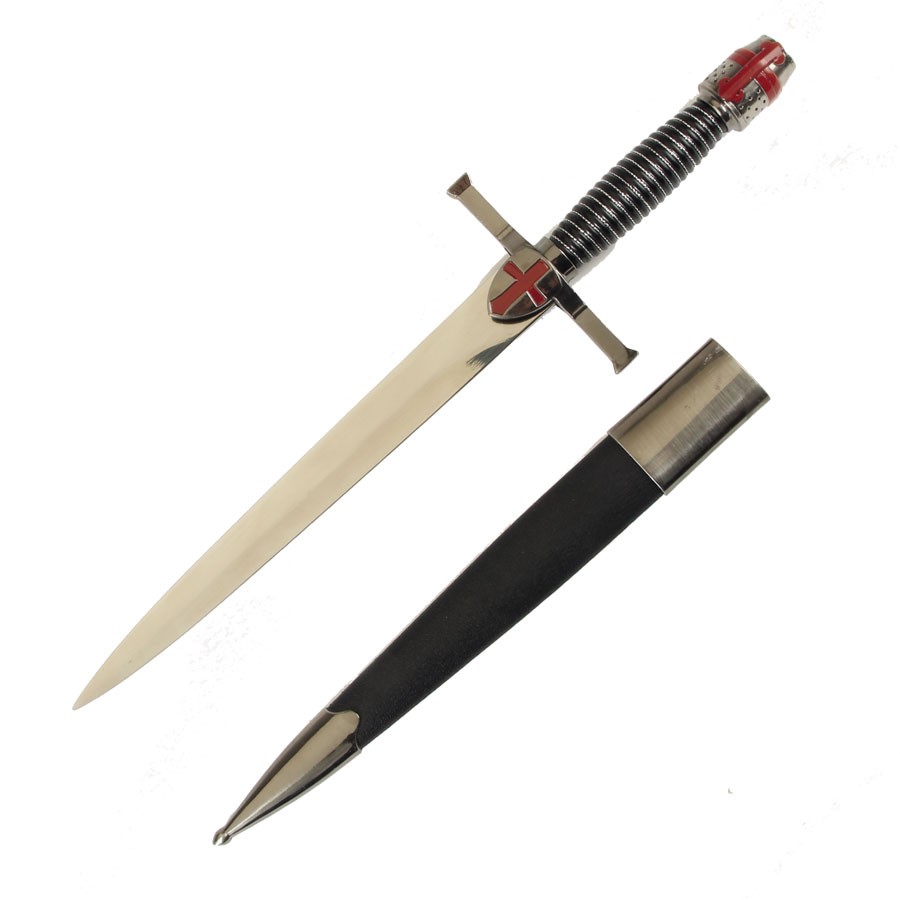 Daga casco e croce templare, 39 cm.