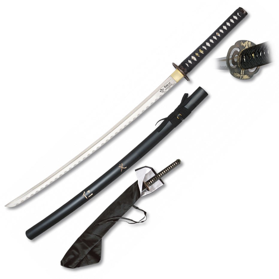 Acciaio al carbonio Katana + custodia + supporto