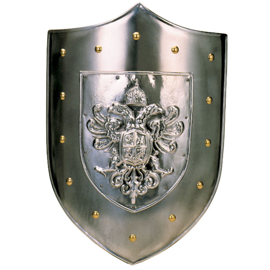 Scudo in metallo con aquila bicipite (63x43 cm.)