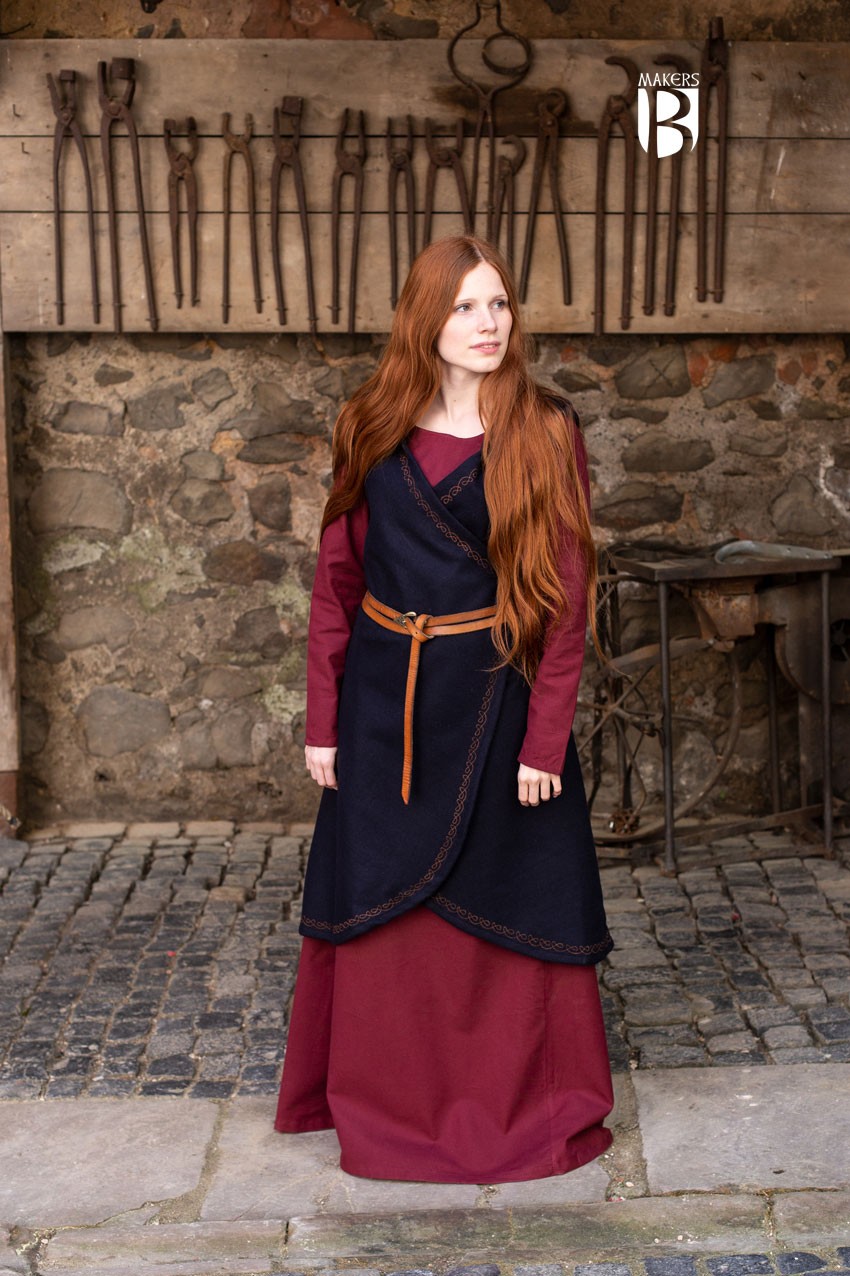 Brial medievale Myrana, lana blu