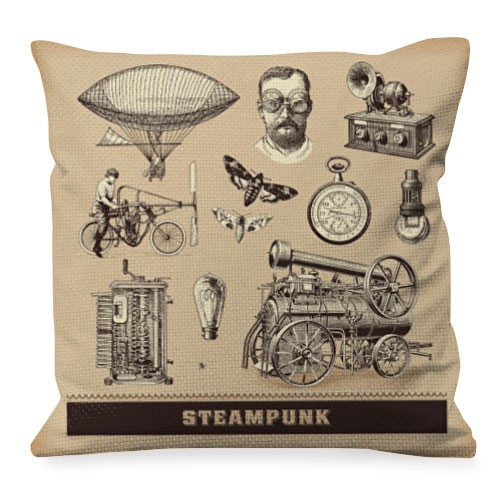 Cuscino con disegni Steam Punk