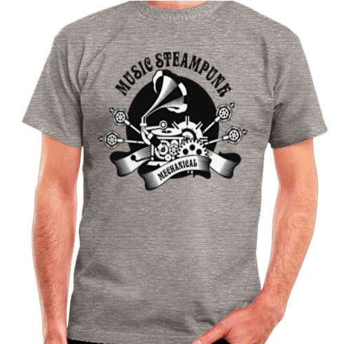 T-shirt SteamPunk grigia, manica corta