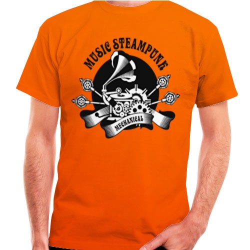 T-shirt SteamPunk arancione, manica corta