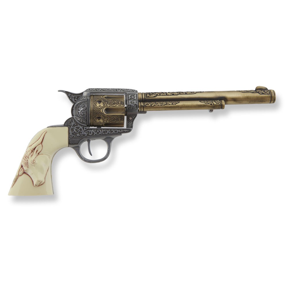Revolver Colt 45 PeaceMaker con impugnatura lunga in bufalo, 27 cm.