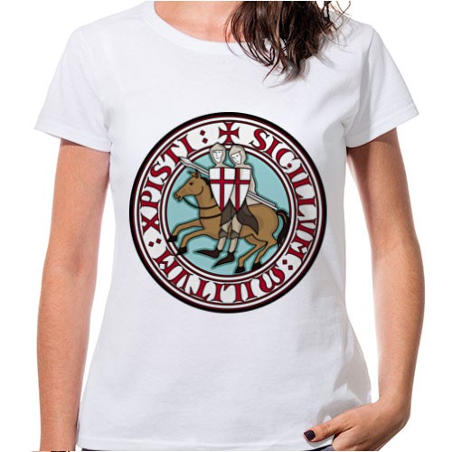 T-shirt bianca da donna Cavalieri Templari, manica corta