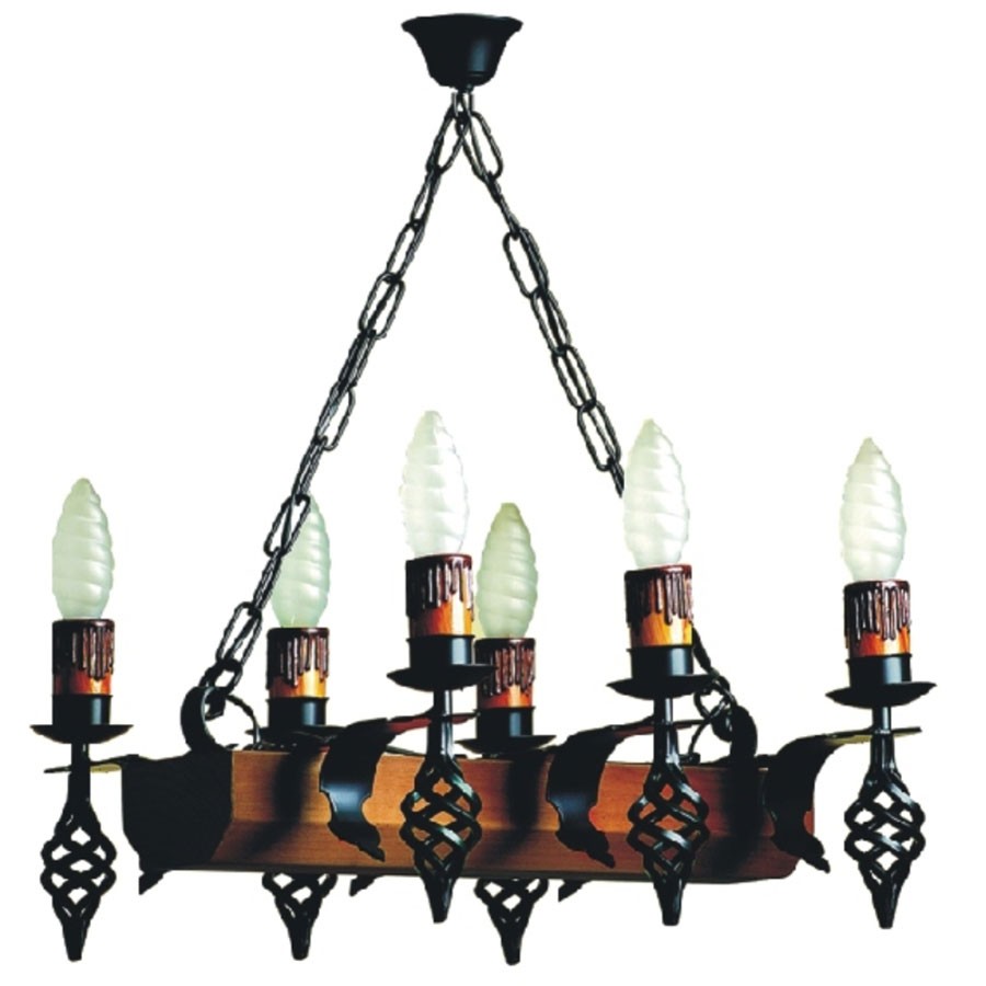 Baule di lampada medievale in ferro battuto con braccia