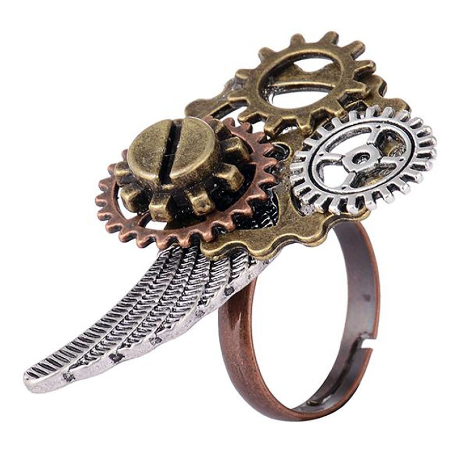 Anello regolabile con ala d'angelo Steampunk