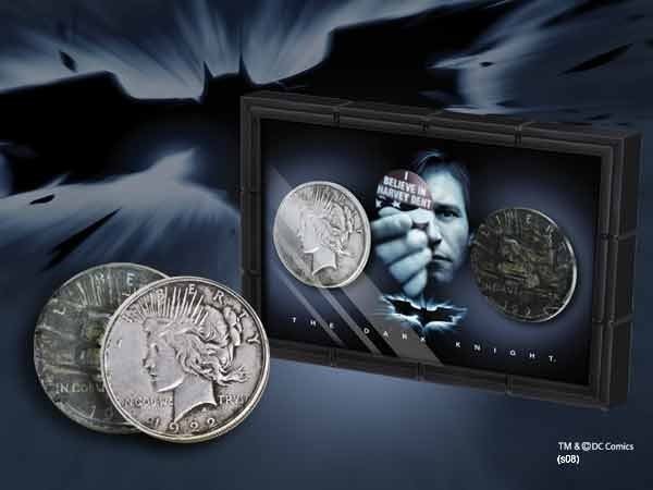 set di 2 monete Harvey Dent Batman: due facce con espositore