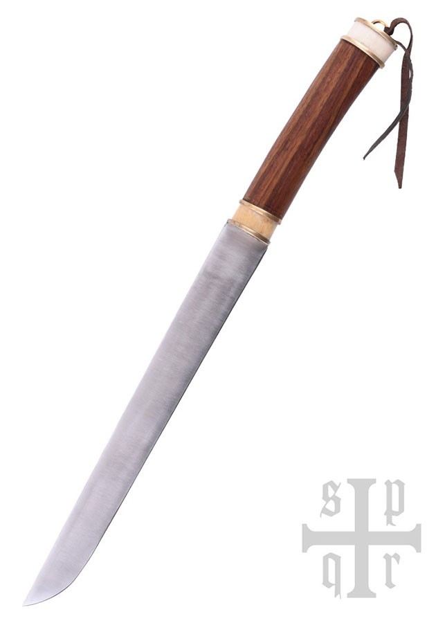 Coltello vichingo Seax, manico in noce e osso
