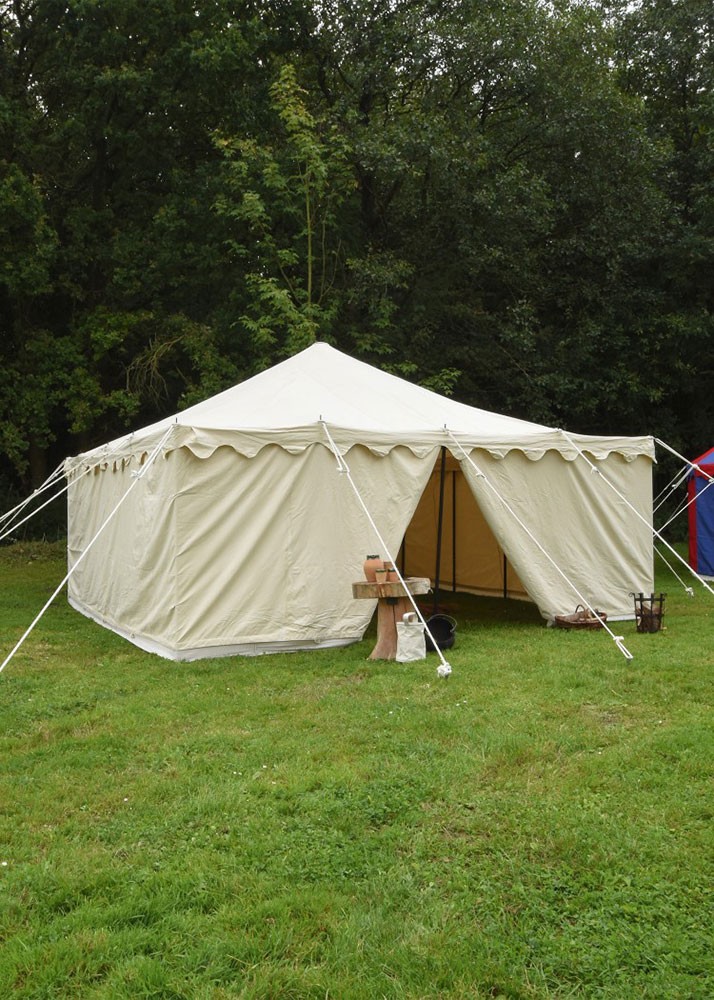 Tenda medievale 5 x 5 m, tela bianca naturale