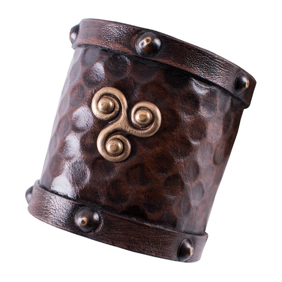Bracciale in pelle vichinga con Trisquel