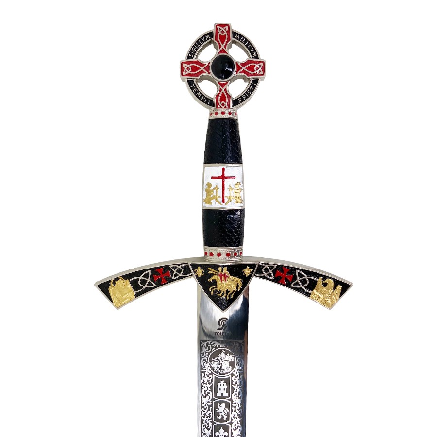 Spada templare decorata in argento
