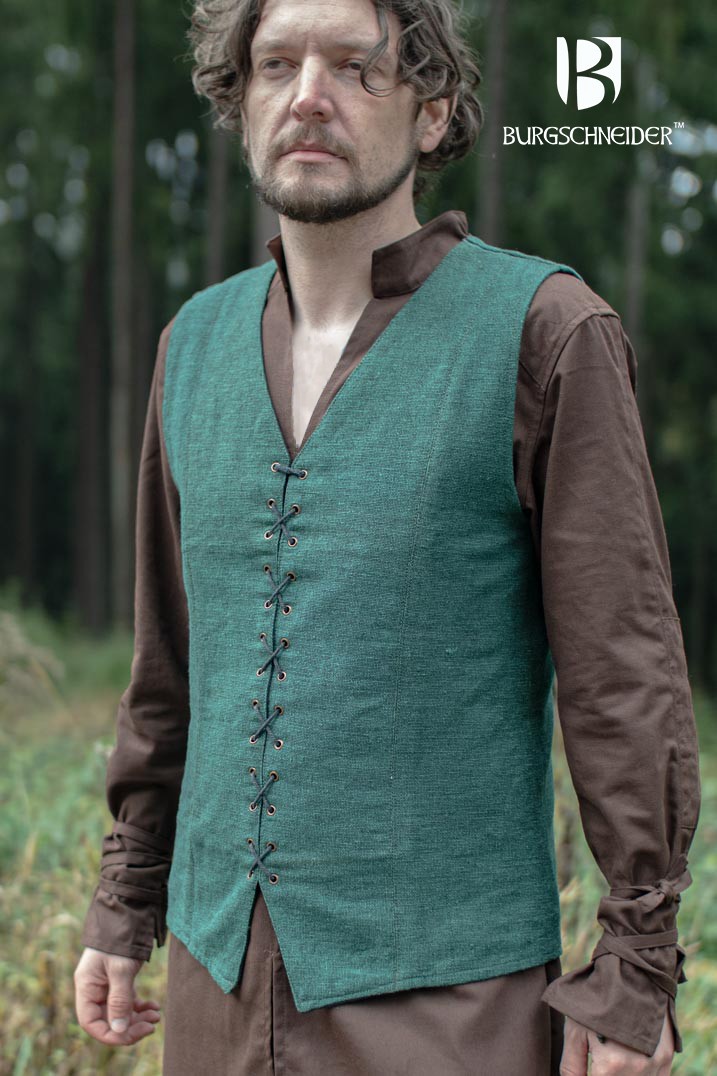 Gilet contadino medievale Maron, colore verde