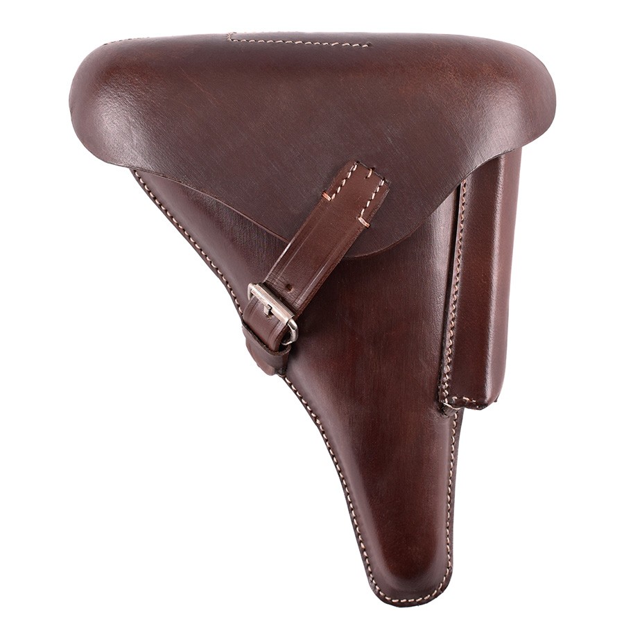 Bandoliera per pistola tedesca WWII P08, pelle marrone