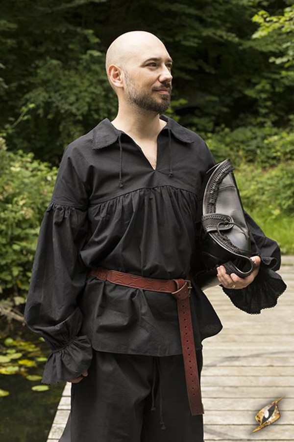 Camicia rinascimentale in cotone Aramis, colore nero