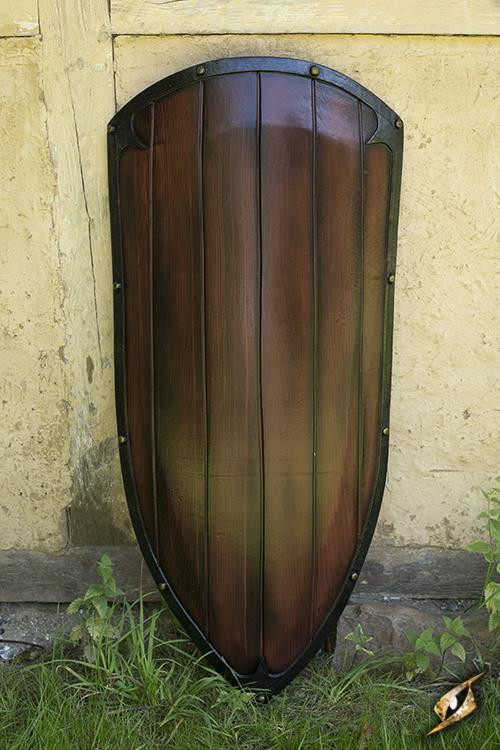 Scudo torre lacchè medievale in legno per LARP, 120x60 cm.