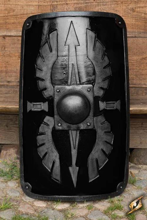 Scudo romano nero in lattice, 100x65 cm.