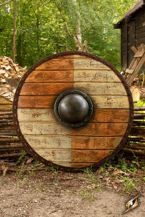 Scudo Vichingo Thegn Bianco/Legno per LARP, ø 70 cm.