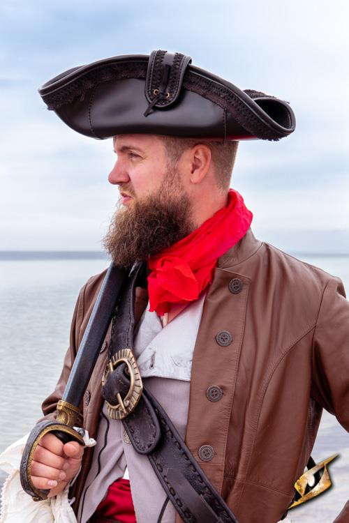 Cappello da pirata nero in pelle sintetica