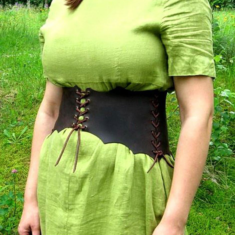 Cintura larga da donna con corpetto medievale allacciato