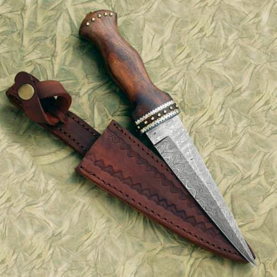 Coltello Scozzese Sgian Dubh lama in Acciaio Damasco