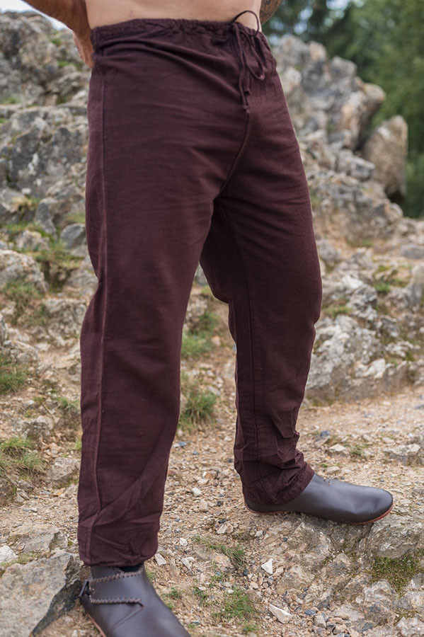 Pantaloni di lino vichinghi modello Asmund, marrone scuro
