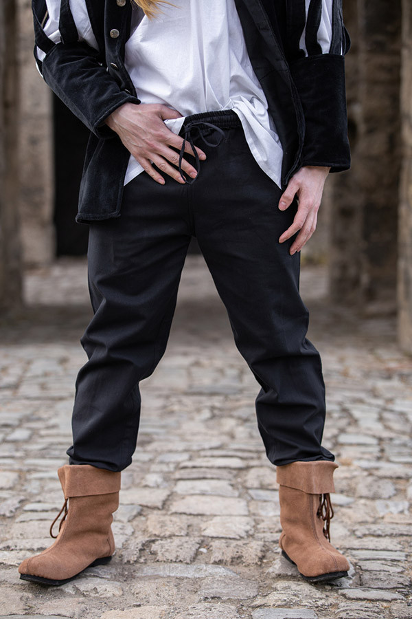 Pantaloni medievali NERI unisex con elastico in vita