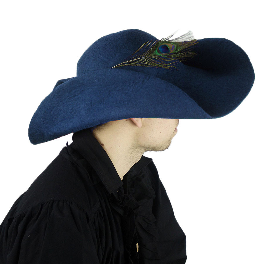 Cappello in feltro di lana blu modello Pieter