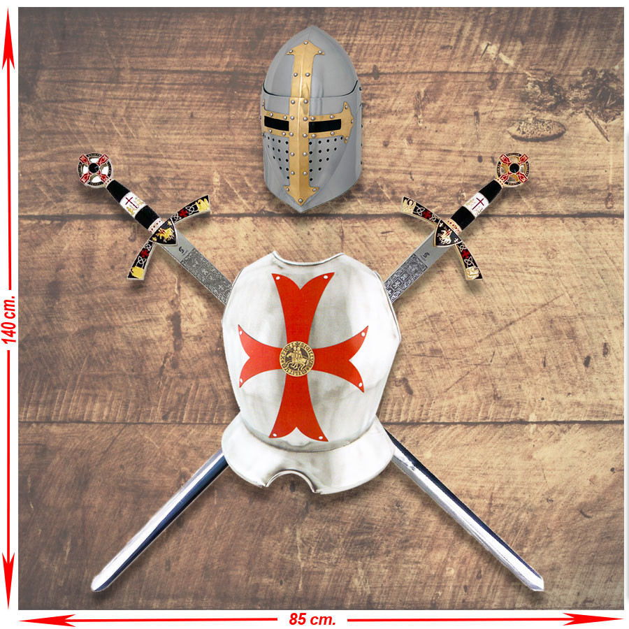 Panoplia di Cavalieri Templari con Spade, pettorali ed elmo