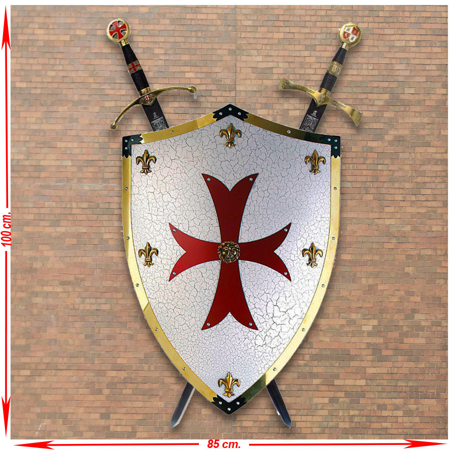 Panoplia Scudo Cavalieri Templari con spade