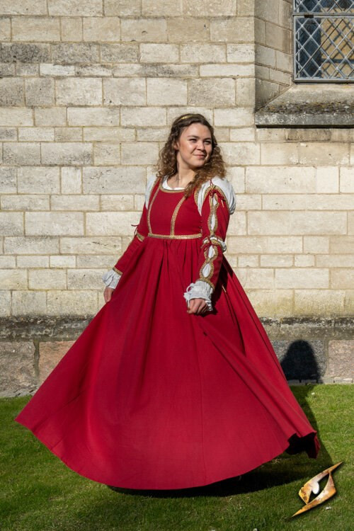 Abito medievale Lucrecia Imperatore Rosso