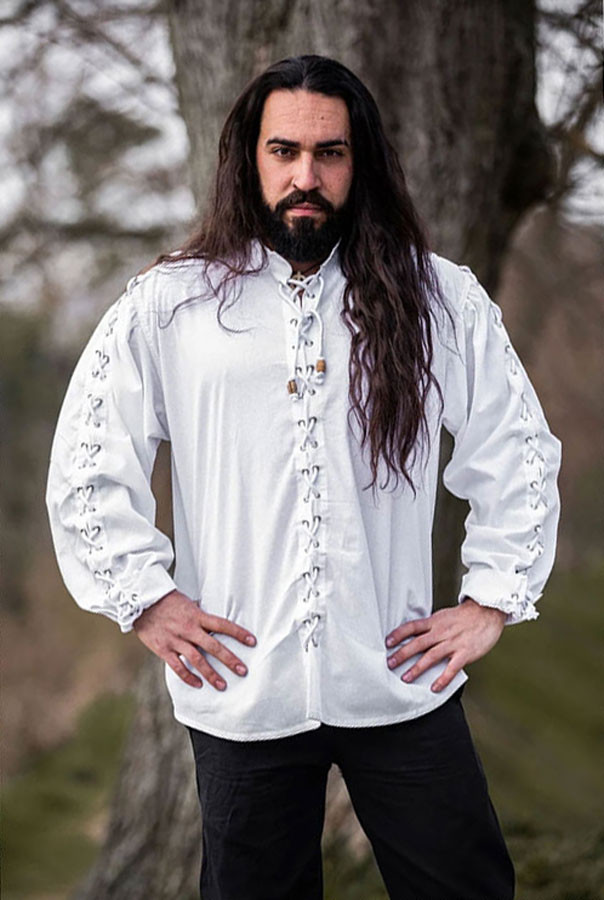 Camicia medievale con lacci modello Gustavo, colore bianco