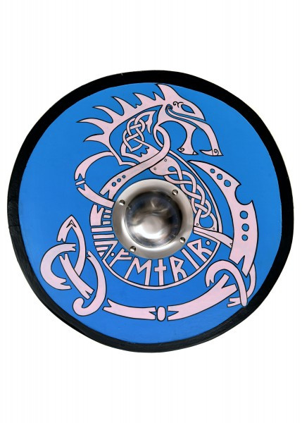 Scudo vichingo dipinto a mano con Fenrir, 61 cm. O