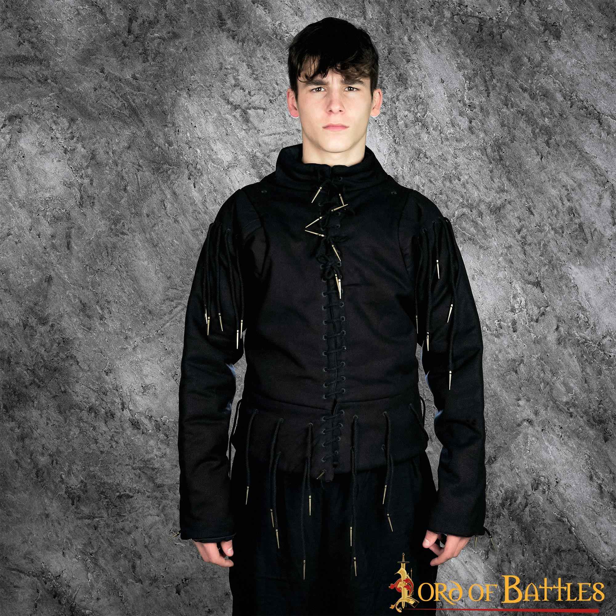 Gilet nero funzionale s. XV, con lacci