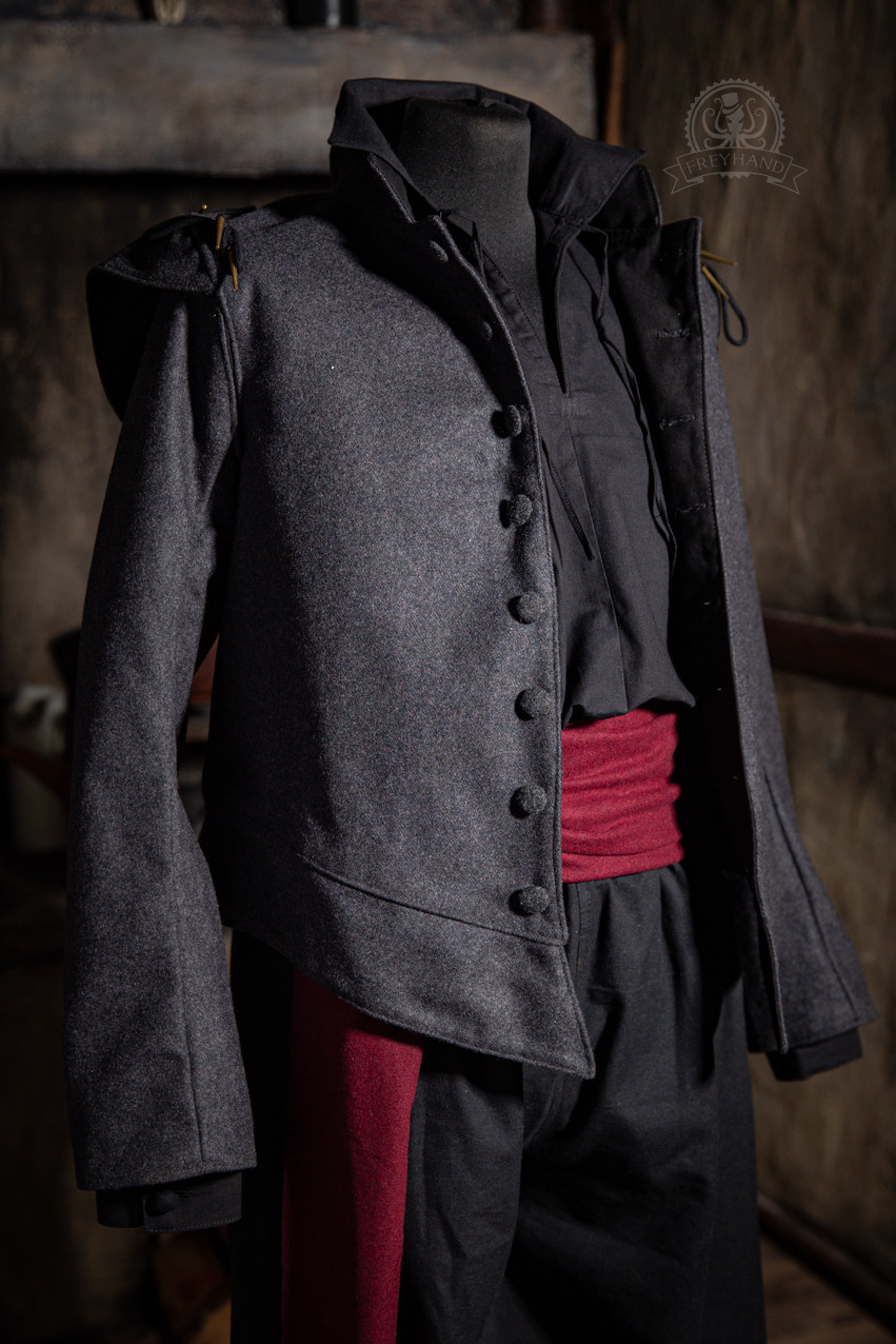 Giacca da moschettiere in lana Quentin - grigia