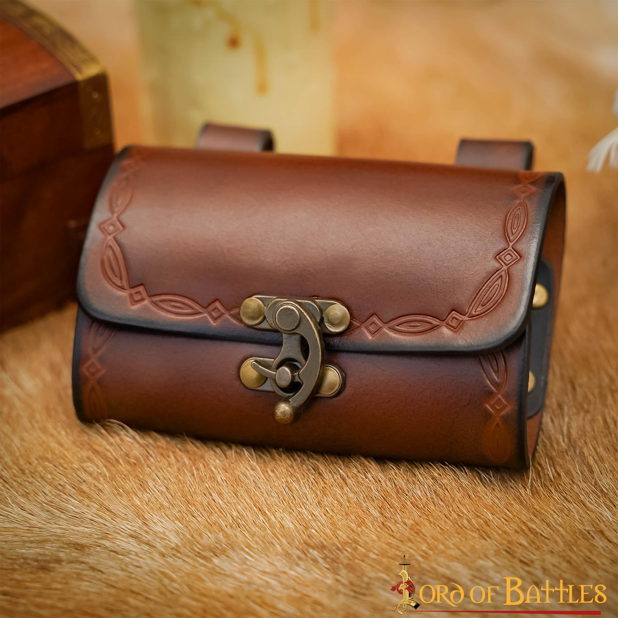 Borsa da druido con 4 contenitori per pozioni magiche - marrone