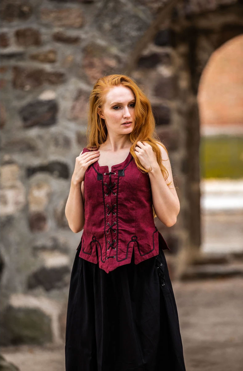 Gilet medievale donna modello Selma, rosso