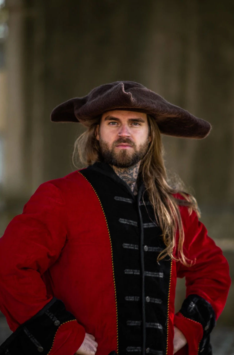 Tricorno da pirata Hugo in lana, marrone