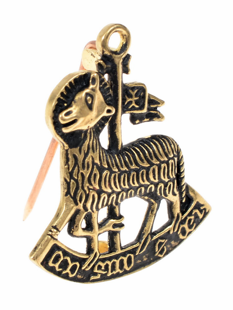 Spilla Agnus Dei pellegrino in bronzo
